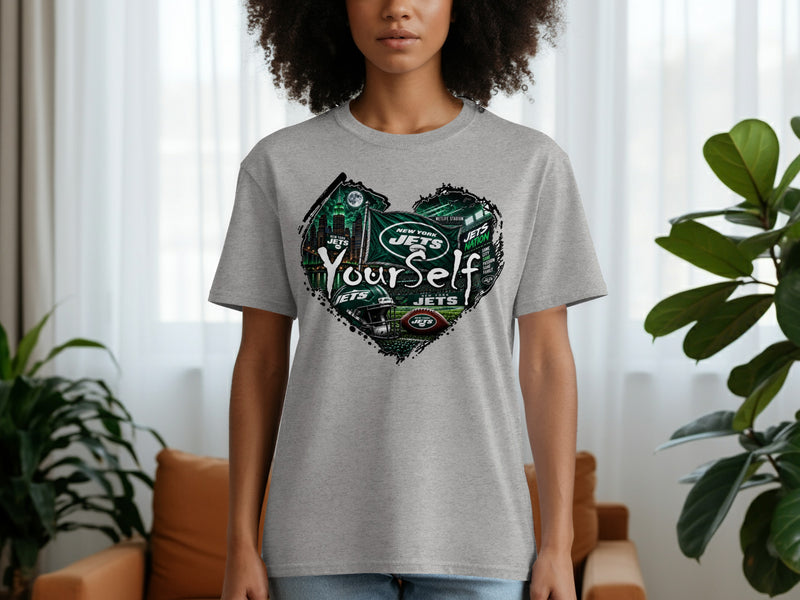 Load image into Gallery viewer, New York Jets heart graphic with text "Your Self" and stadium imagery.

