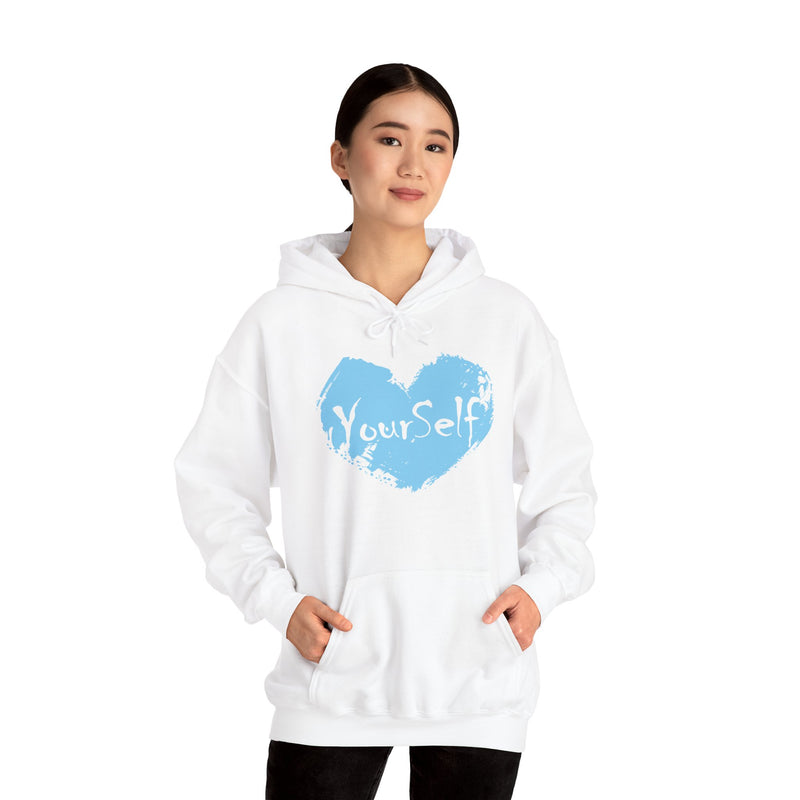 Load image into Gallery viewer, Powder Blue - Love Yourself Hooded Sweatshirt
