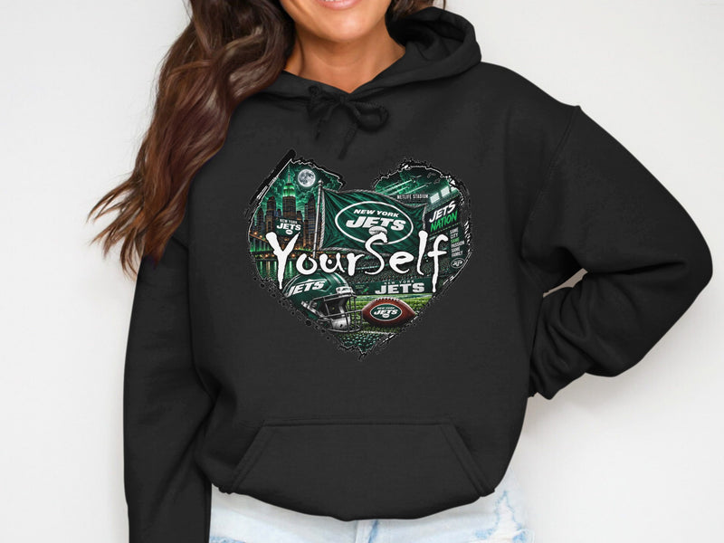 Load image into Gallery viewer, New York Jets heart graphic with football imagery and "Your Self" text.
