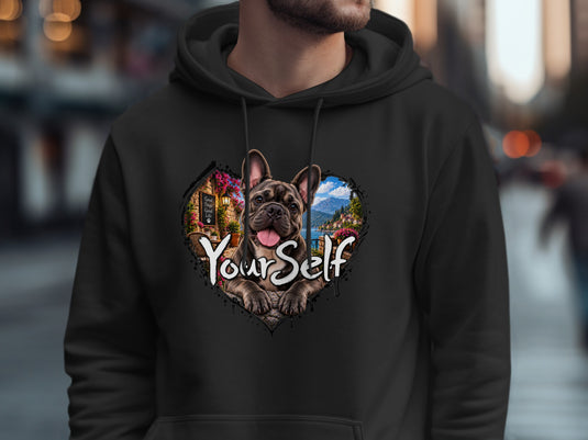 French bulldog in heart shape with 