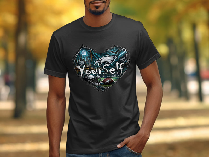 Load image into Gallery viewer, Philadelphia Eagles heart graphic with "YourSelf" text and football imagery.

