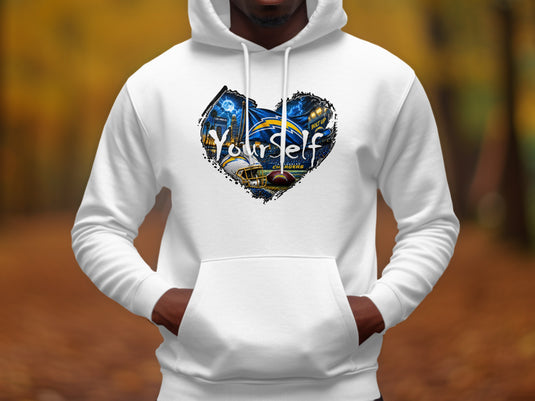 Los Angeles Chargers heart graphic with 