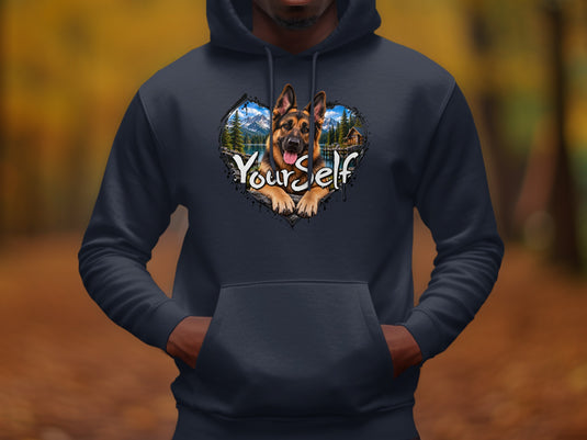 German Shepherd inside heart graphic with 