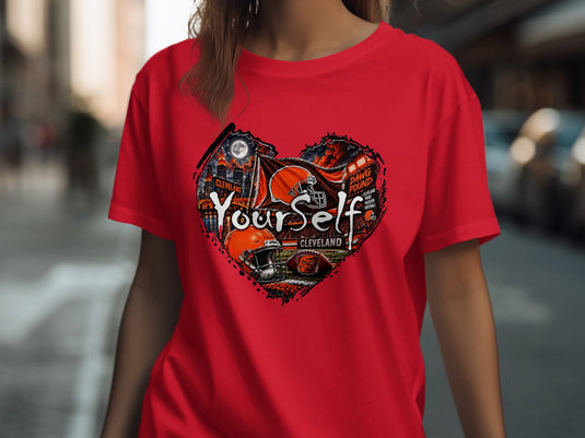 Cleveland Browns heart graphic with "Your Self" and football imagery.