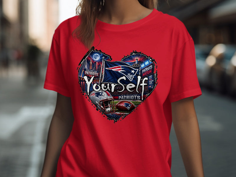 Load image into Gallery viewer, New England Patriots heart graphic with football helmet and text "YourSelf".
